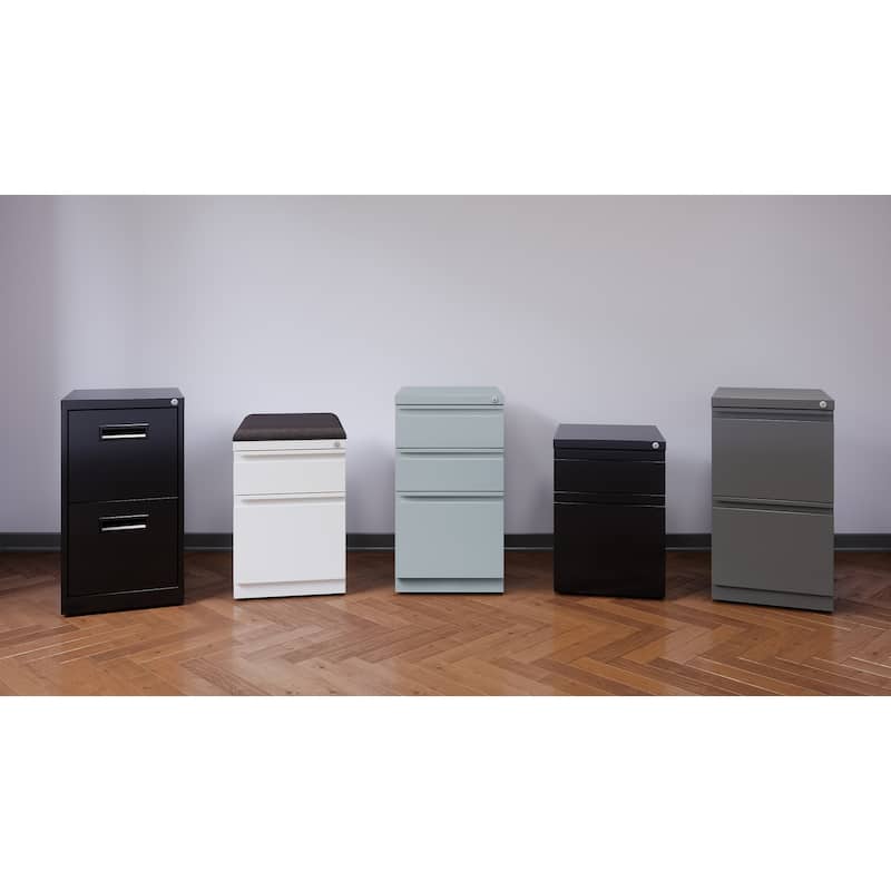 Hirsh 20" D Mobile Pedestal Box File Cabinet with Seat Cushion,White