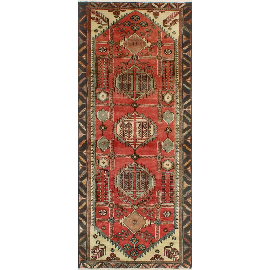 Fine Vintage Distressed Courtena Rust/Ivory Runner - 3'8" x 8'10"