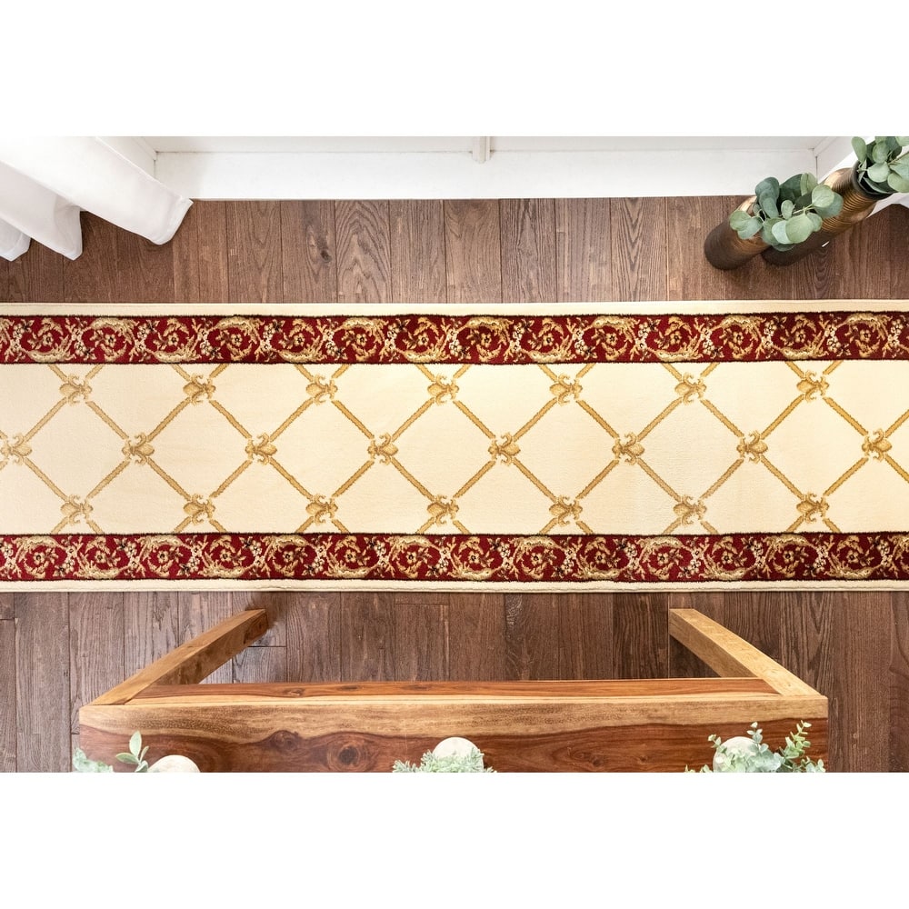 Custom Size Runner Timeless Fleur De Lis Traditional Stair Rug