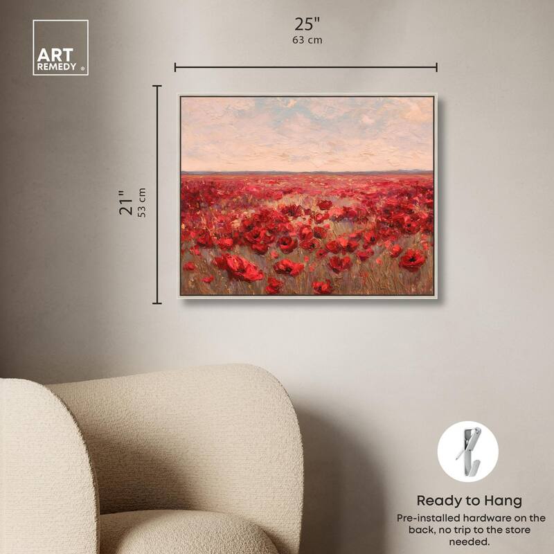 Sea of Red Poppies I Canvas by Art Remedy