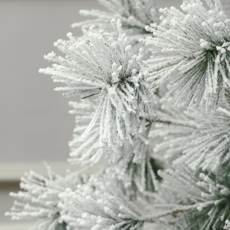 5.5Ft Snow Flocked Full Artificial Pine Needles Christmas Tree Potted - 66" H x 35.4" Diameter