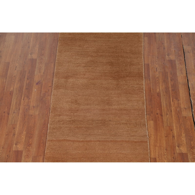 Brown Gabbeh Oriental Runner Rug Handmade Wool Carpet - 2'10"x 12'8"