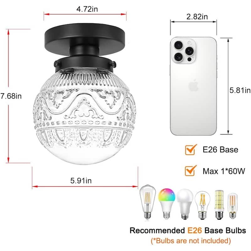 Modern hallway light black ceiling light glass ceiling light