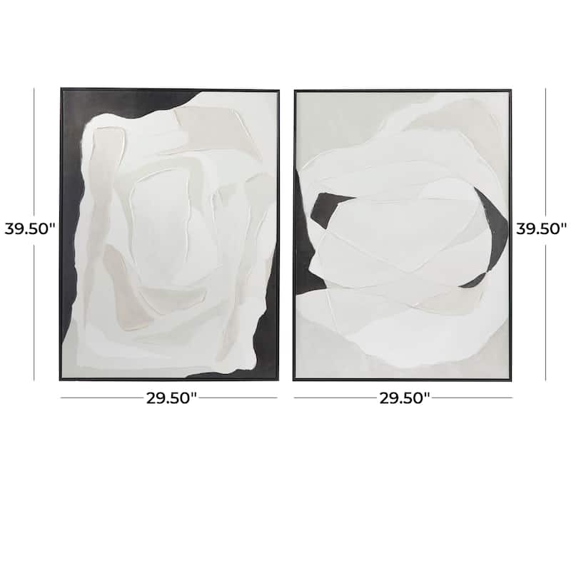 Canvas Contemporary Abstract Framed Wall Art with Black Frame