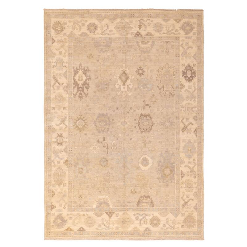 ECARPETGALLERY Hand-knotted Kavya Oushak Light Khaki Wool Rug - 8'9 x 12'5