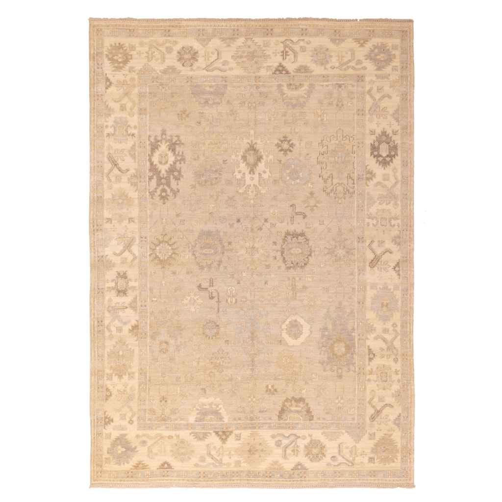ECARPETGALLERY Hand-knotted Kavya Oushak Light Khaki Wool Rug - 8'9 x 12'5