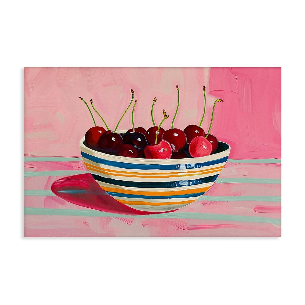 Stupell Bowl of Cherries on Pink Canvas Wall Art Design By Arlington Prints