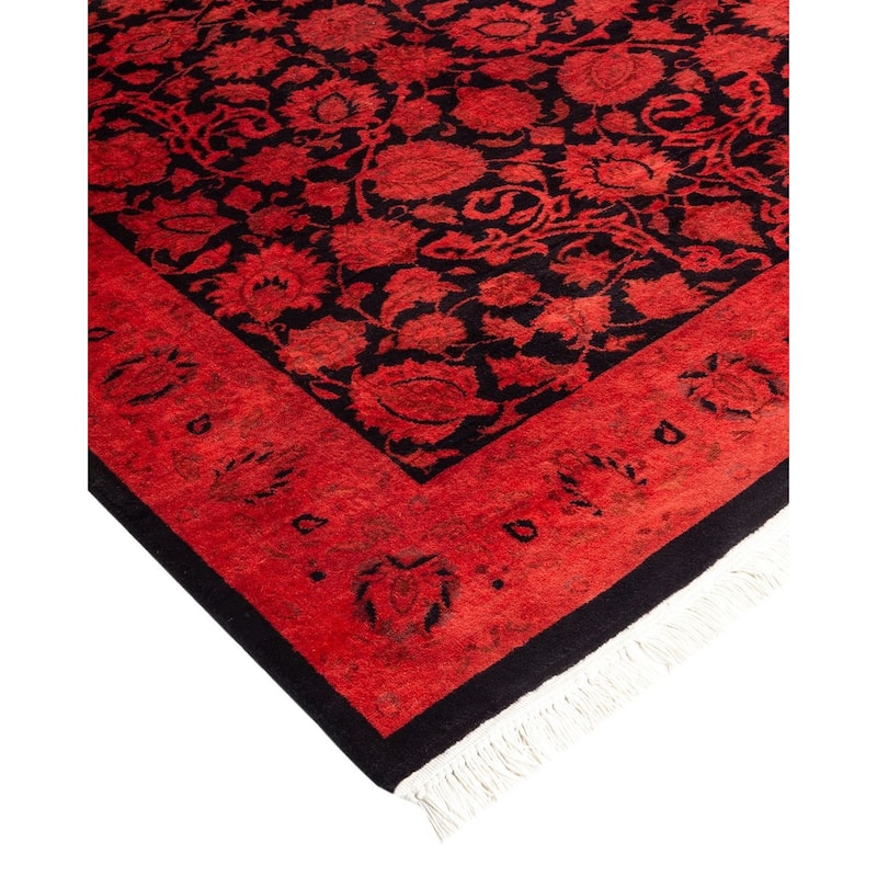 Overton Hand Knotted Wool Vintage Inspired Modern Contemporary Overdyed Red Area Rug - 3' 1" x 5' 1"