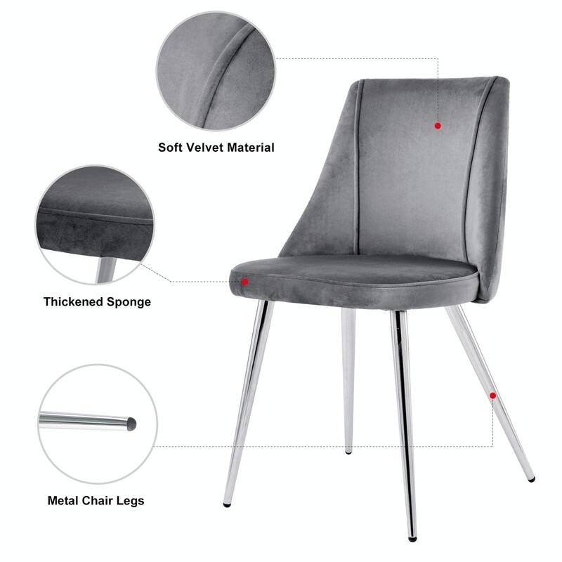 Modern Light Luxury Dining Chairs with Metal Legs-Set of 4