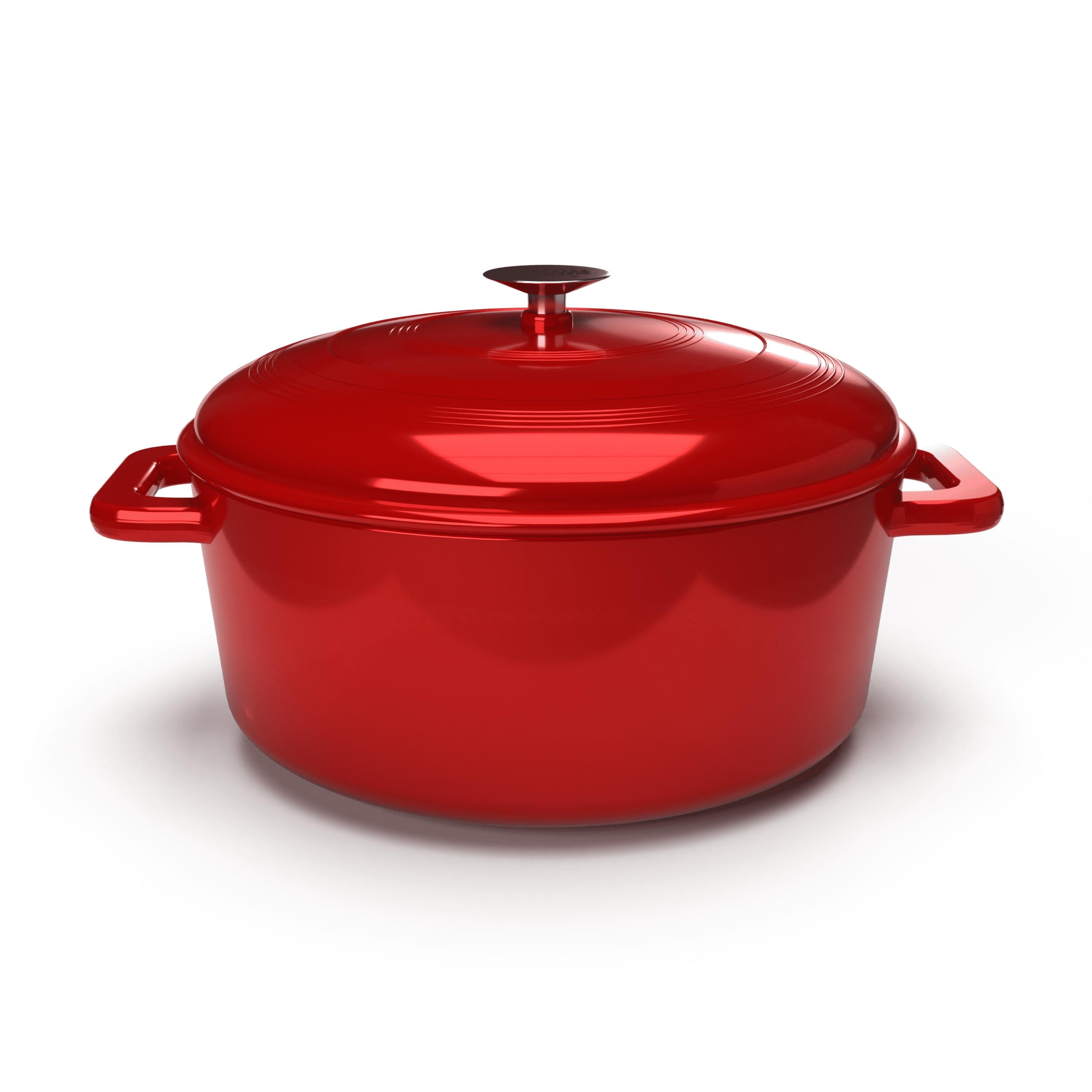 Viking 7qt Oval Enamel Coated Cast Iron Roaster/Dutch Oven, Red