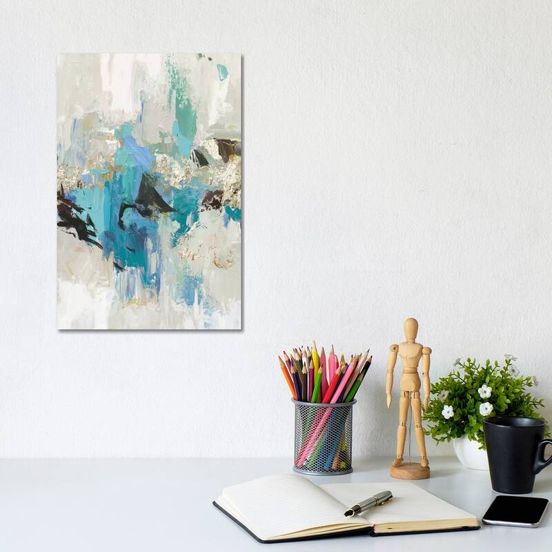 iCanvas "Blue Silver I" by Tom Reeves Canvas Print - 12x8x0.75
