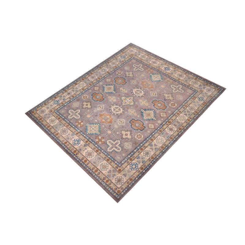 Rustic Kazak Adriel Gray/Natural Wool Rug - 8'3'' x 10'1''