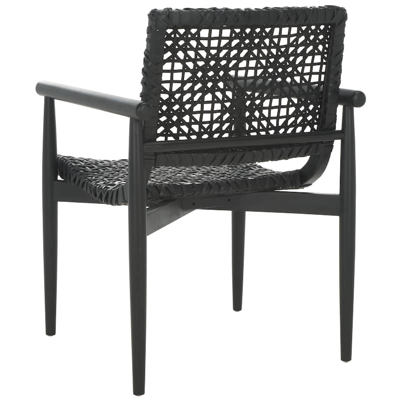 SAFAVIEH Clarissa Solid Wood & Leather Accent Chair (Fully Assembled) - W23" x D23" x H33" - 23Wx23Dx33H