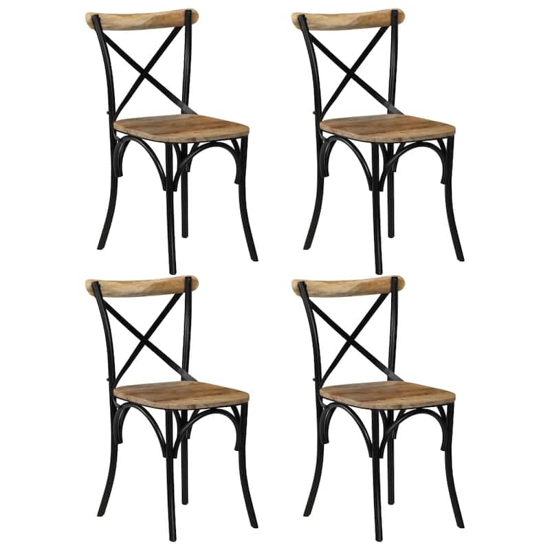vidaXL Cross Chairs 4 pcs Black Solid Mango Wood - 20.1" x 20.5" x 33.1"