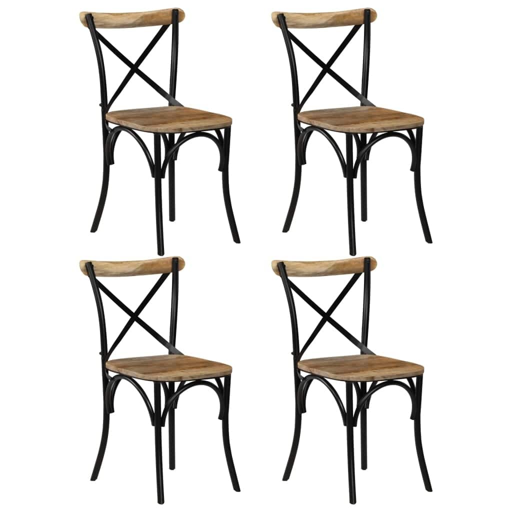 vidaXL Cross Chairs 4 pcs Black Solid Mango Wood - 20.1" x 20.5" x 33.1"