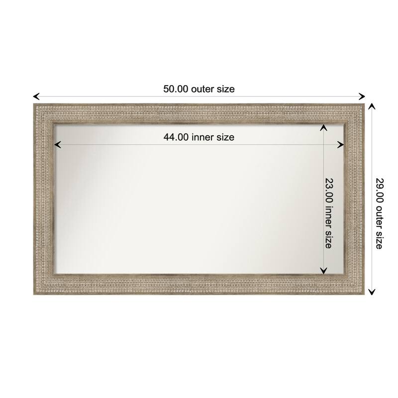 Trellis Silver Framed Non-Beveled Custom Wall Mirror, Bathroom Vanity Mirror - Outer Size: 50 x 29