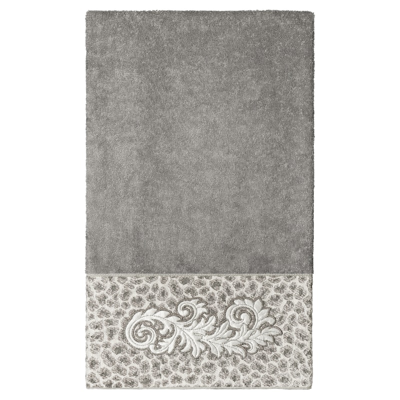 Authentic Hotel and Spa 100% Turkish Cotton April Embellished Bath Towel - Dark Gray