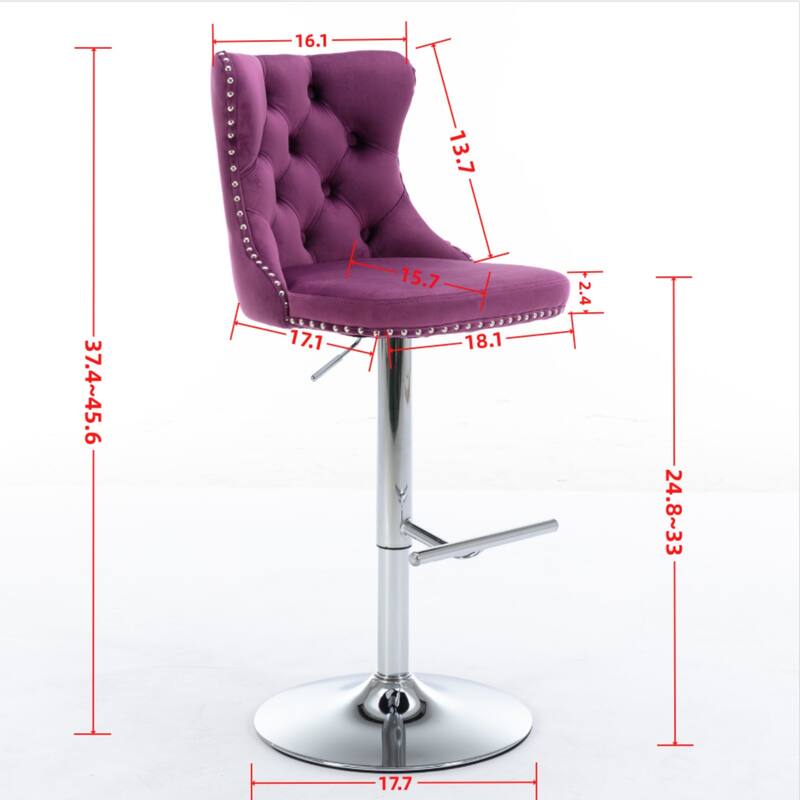 Velvet Swivel Barstools Purple Tufted Upholstered Dining Chair 2 Set