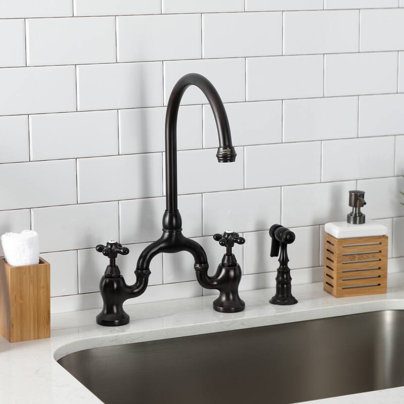 English Country Bridge Kitchen Faucets with Brass Sprayer