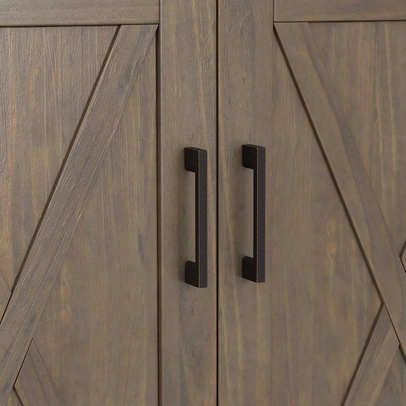 Simpli Home Ela Solid Wood 32 inch Storage Cabinet in Smoky Brown (Set of 2) - 32"W x 14"D x 31"H