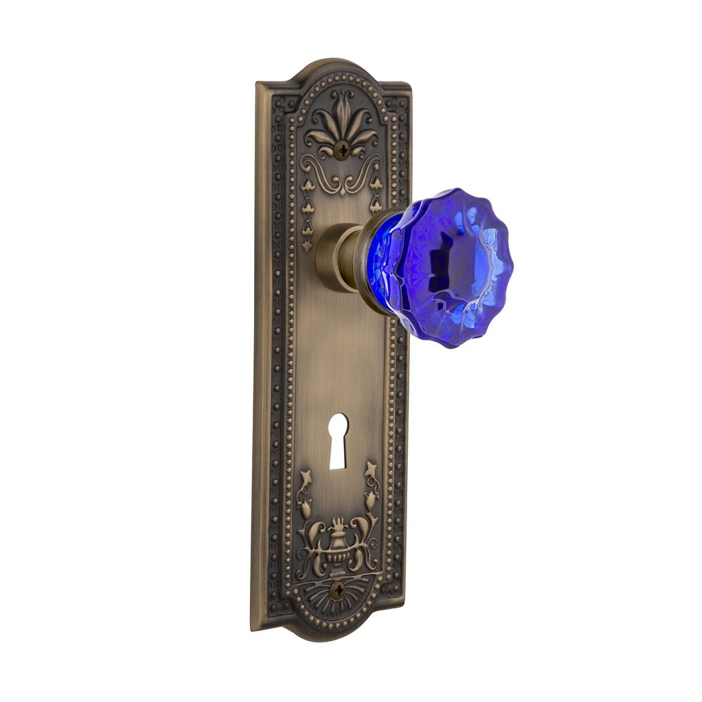 Shop Nostalgic Warehouse Meacrc Dd Kh Meadows Solid Brass Rose Dummy Door Knob Set With Cobalt Crystal Door Knob And Decorative Overstock 23053285