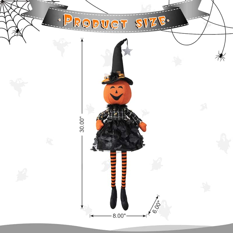 Glitzhome 29"H Halloween Fabric Dressed Witch or Pumpkin Sitter Decor