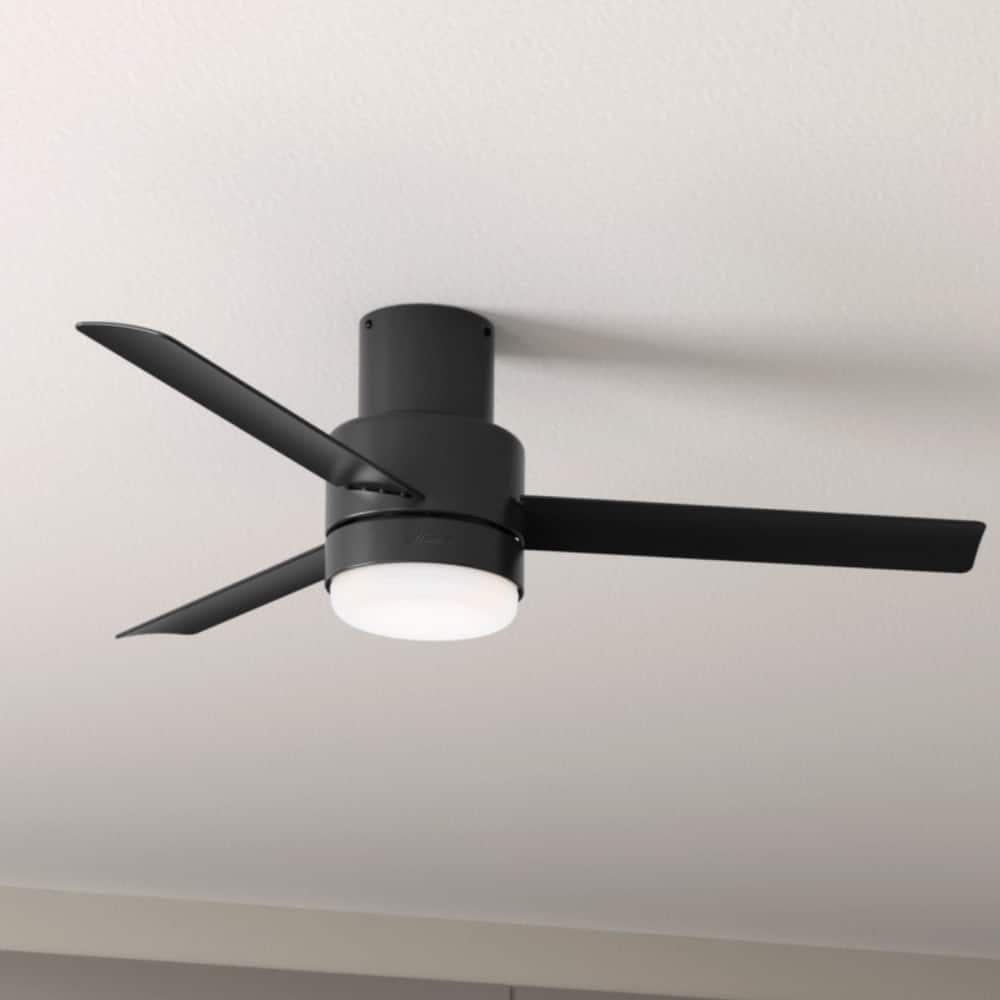 Hunter 52" Gilmour Outdoor Low Profile Ceiling Fan with LED Light, Handheld Remote, Damp Rated - Contemporary, Transitional