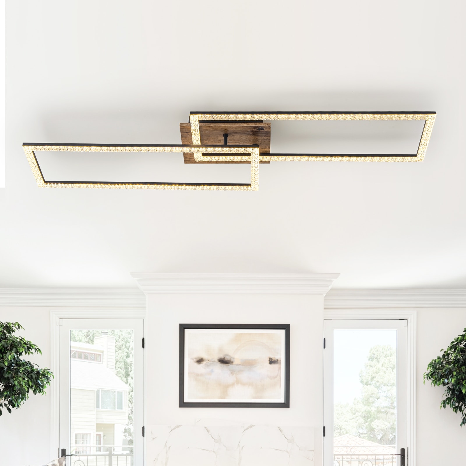 Dual Frame Rectangular Integrated LED Flush Mount Ceiling Light - Dia.40.55-in