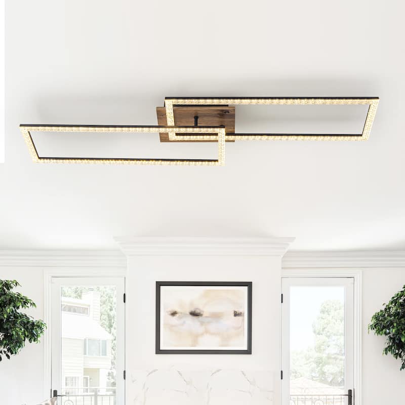 Dual Frame Rectangular Integrated LED Flush Mount Ceiling Light - Dia.40.55-in - Dia.40.55-in