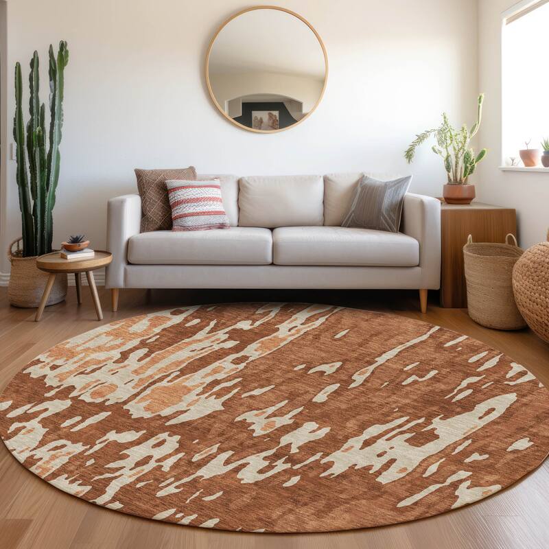 Premium Washable Super Soft Contemporary Glam Mayfield Rug - Paprika - 8' x 8'