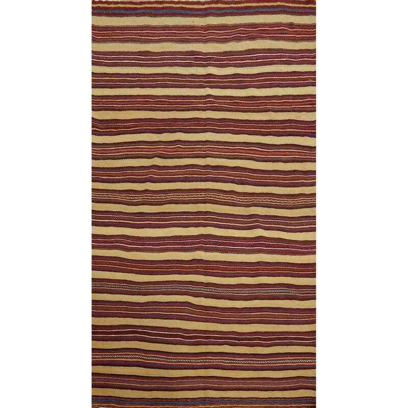 Hand Woven Oriental 100% Wool Carpet Southwestern Geometric Multi-Colored Kilim Area Rug - 8' 5'' X 4' 8''