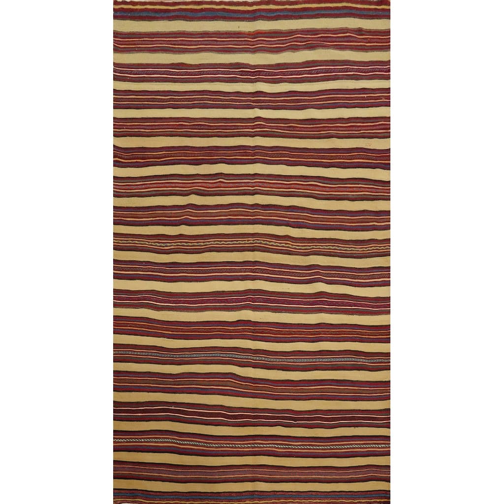 Hand Woven Oriental 100% Wool Carpet Southwestern Geometric Multi-Colored Kilim Area Rug - 8' 5'' X 4' 8''