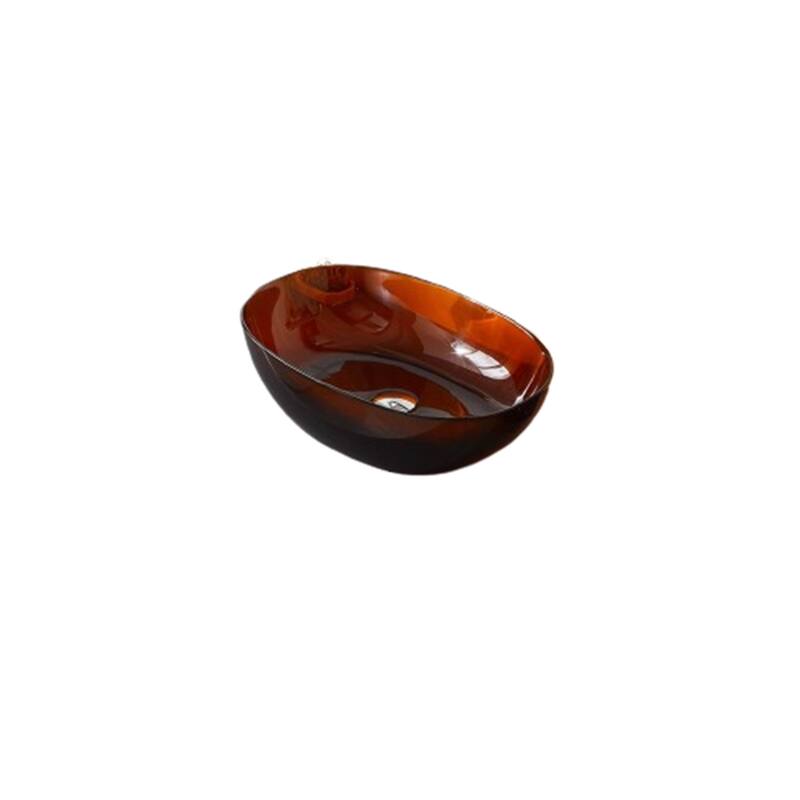 Modern Art Vessel Sink Premium Stone Resin Bathroom Centerpiece - Brown