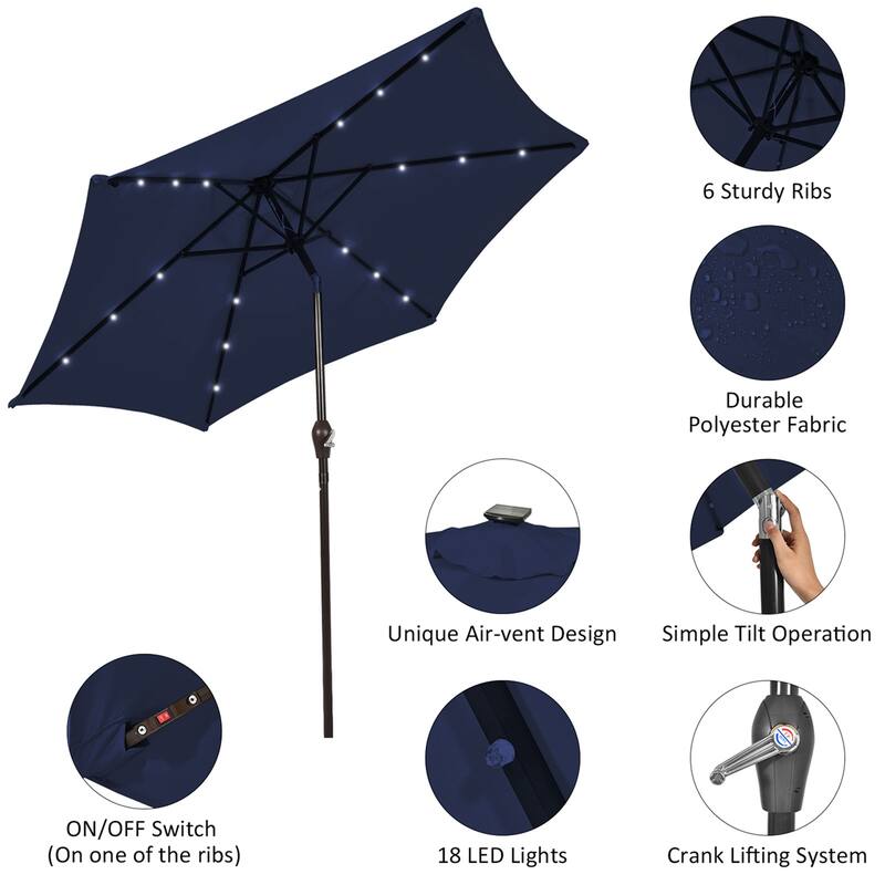 Costway 10' Solar LED Lighted Patio Market Umbrella Shade Tilt