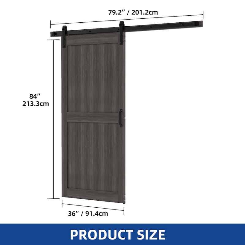 30''/36''/48'' x 84'' Manufactured Wood PVC Paneled Barn Door with Installation