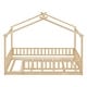 preview thumbnail 24 of 71, Kids Bed Frame, House Shape Floor Platform Bed Frame, Twin/Full Size Wood Bed with Fence for Child/Teens/Girls/Boys