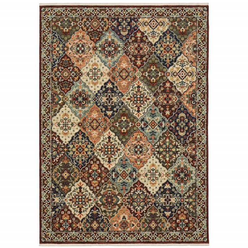 HomeRoots Oriental Traditional Rectangle Area Rug