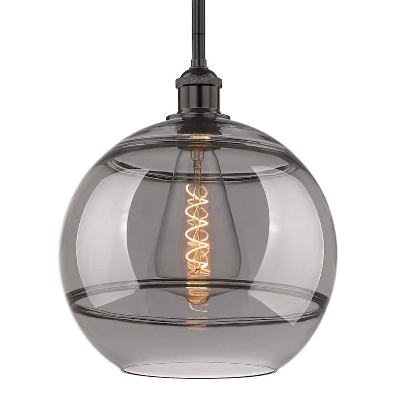 Innovations Lighting 616-1S 13 12 Rochester Pendant Rochester 12" Wide - Matte Black / Light Smoke