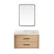 preview thumbnail 100 of 106, Cristo Floating Bath Vanity with White Quartz Stone Top and Mirror 36 in. - Fir Wood Brown