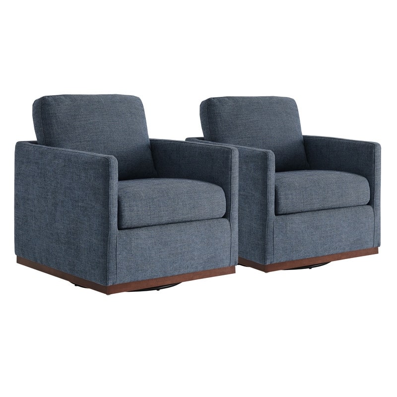 Spruce & Spring Shane Modern Swivel Accent Arm Chair - Set of 2 - Blue-Fabric