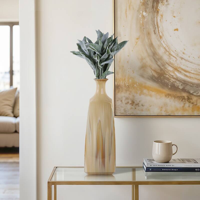 Stoneware Vase Sleek Decorative Contemporary Casual Home Style - 7" x 7" x 20"