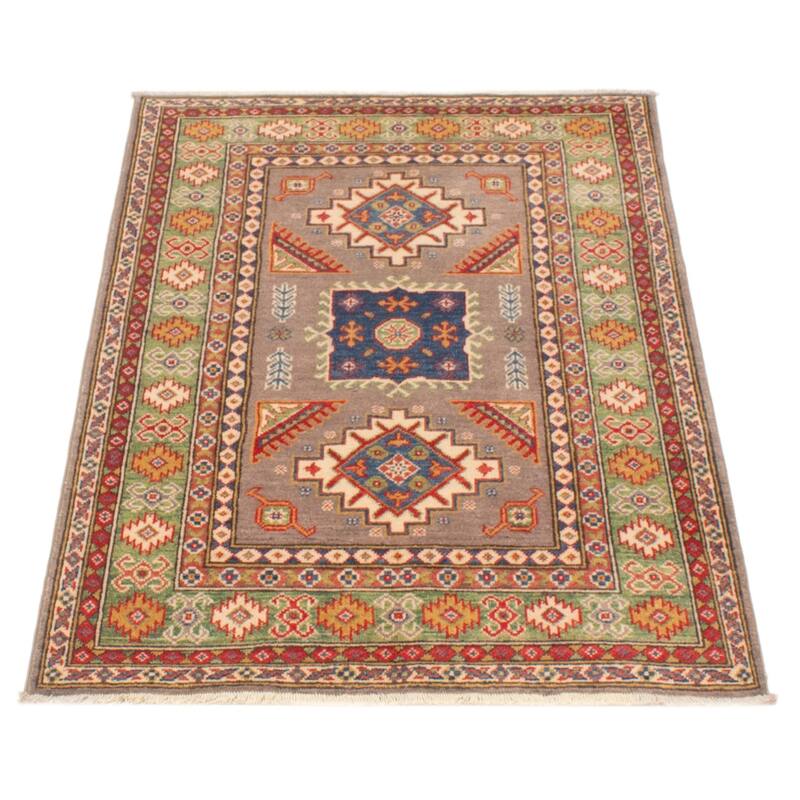 ECARPETGALLERY Hand-knotted Uzbek Ghazni Taupe Wool Rug - 3'3 x 4'10