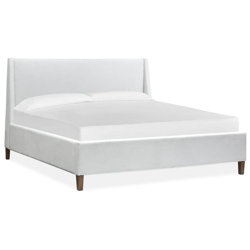 Magnussen Home Lindon Belgian Wheat And Coffee Bean White Upholstered Island Bed - California King