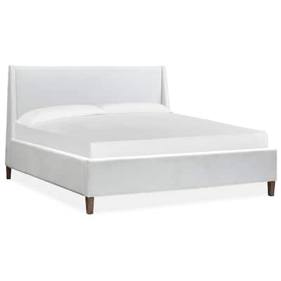 Magnussen Home Lindon Belgian Wheat And Coffee Bean White Upholstered Island Bed