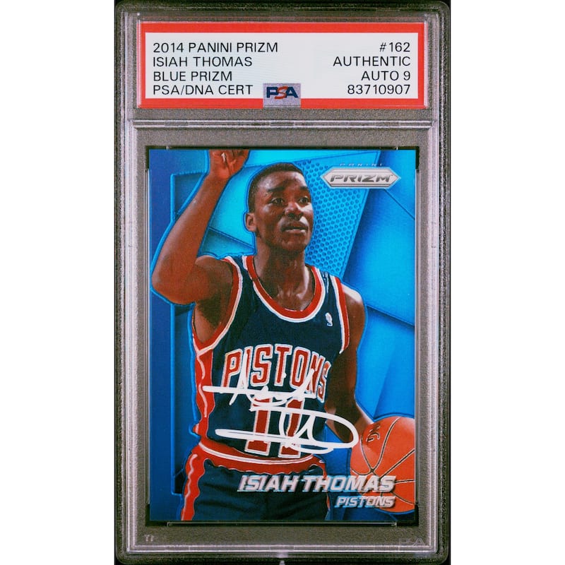 Isiah Thomas 2014 Panini Prizm Blue Signed Card #162 Auto Graded PSA 10 73/99 - 8'6" x 11'6"