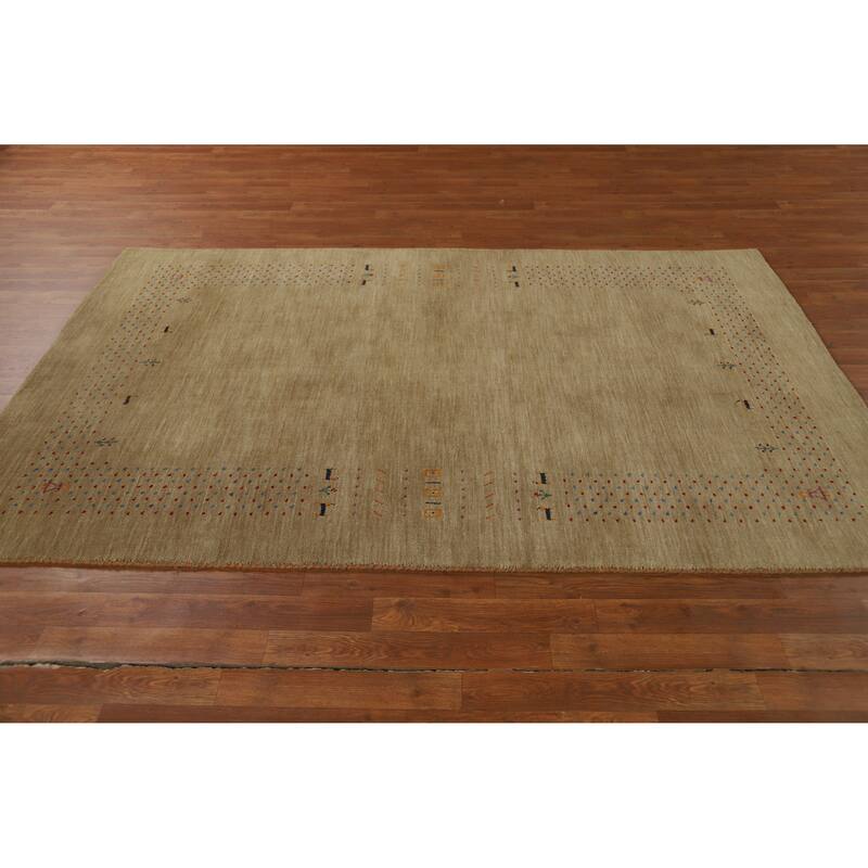 Hand Knotted Oriental 100% Wool Carpet Tribal Tribal Brown Gabbeh Area Rug - 7' 8'' X 4' 11''