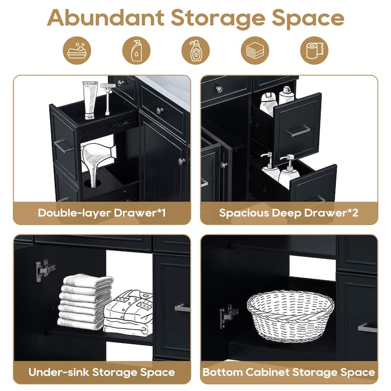 5-Piece Round Dining Set, 1 Table with 4 X-Back Chairs, Two-Tone Antique White & Walnut Finish, Space-Saving Dining Furniture