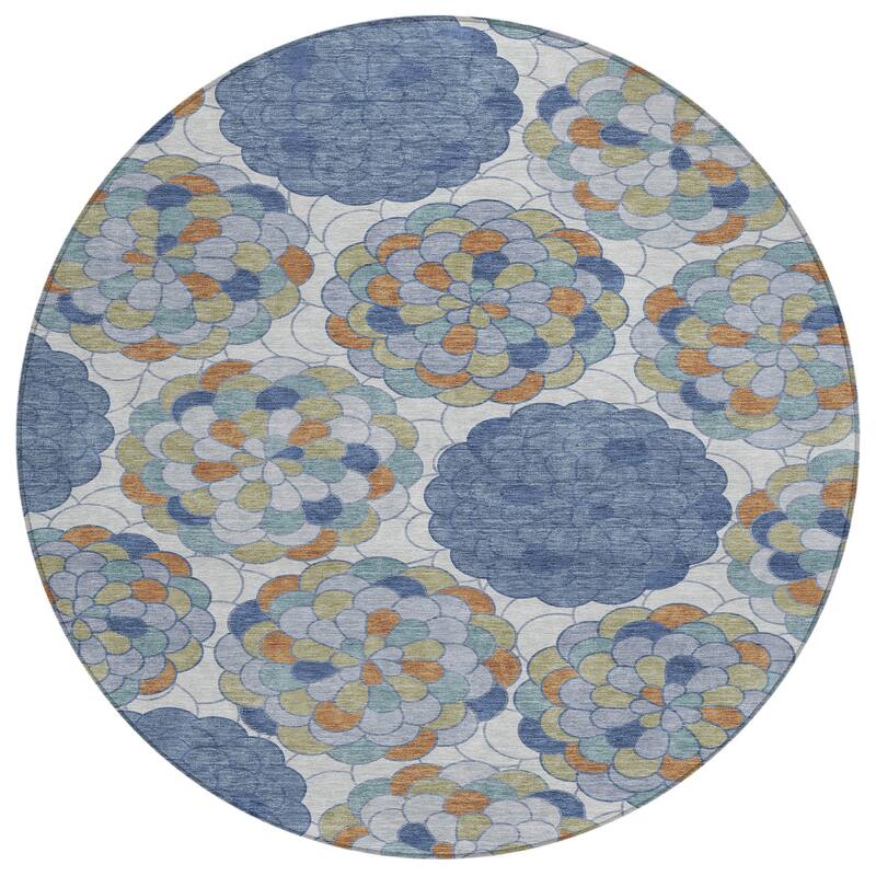 Machine Washable Indoor/ Outdoor Mosaic Cluster Chantille Rug