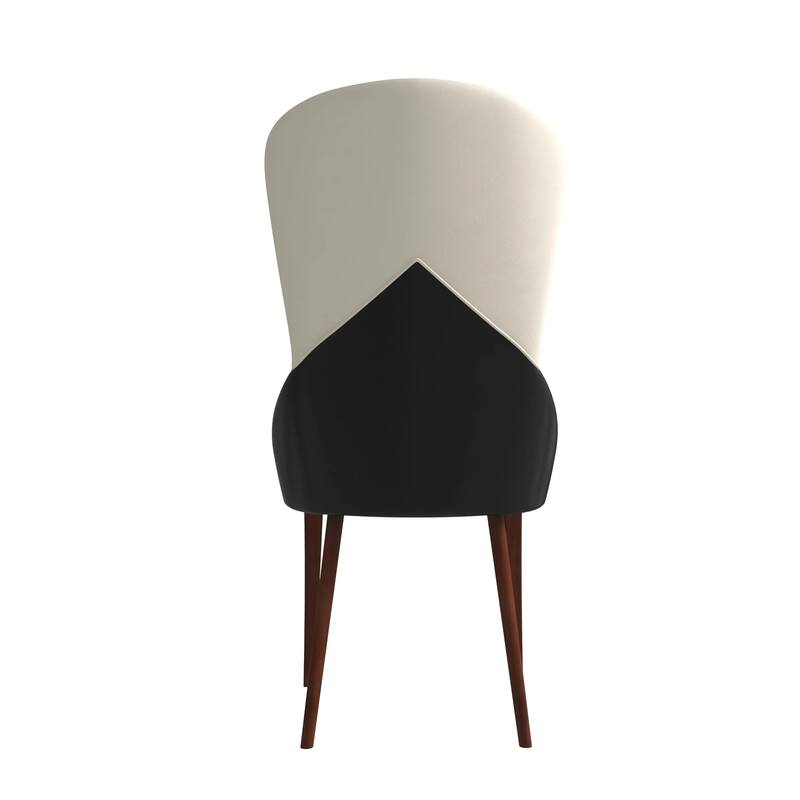 Havana Leather Upholstered Solid Wood Dining Chair Two-Tone Color Design Set of 4
