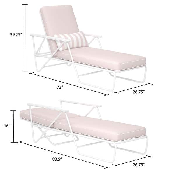 dimension image slide 5 of 4, The Novogratz Poolside Collection Connie Outdoor Chaise Lounge